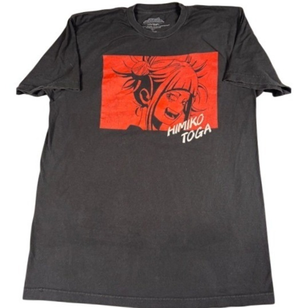 My Hero Academia T-Shirt Mens L Himiko Toga Graphic Black Short Sleeve Cotton‎